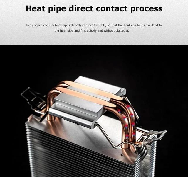 Alt view image 5 of 6 - CR1200 2 Heat Pipe Tower CPU Cooler RGB 3Pin Cooling Fans Heatsink for LGA 775/1150/1151/1155/1156 AM4/AM3+/AM2+/FM2+/FM1