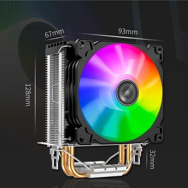 Alt view image 6 of 6 - CR1200 2 Heat Pipe Tower CPU Cooler RGB 3Pin Cooling Fans Heatsink for LGA 775/1150/1151/1155/1156 AM4/AM3+/AM2+/FM2+/FM1
