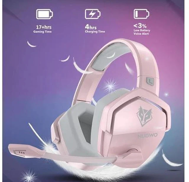 Alt view image 4 of 7 - G06 Wireless Gaming Headset with Microphone for PS5, PS4, PC, Mac, 3-in-1 Gamer Headphones wit Mic, 2.4GHz Wireless for PS Console, Bluetooth Mode for Switch, Wired Mode for Controller Pink