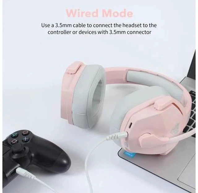 Alt view image 5 of 7 - G06 Wireless Gaming Headset with Microphone for PS5, PS4, PC, Mac, 3-in-1 Gamer Headphones wit Mic, 2.4GHz Wireless for PS Console, Bluetooth Mode for Switch, Wired Mode for Controller Pink