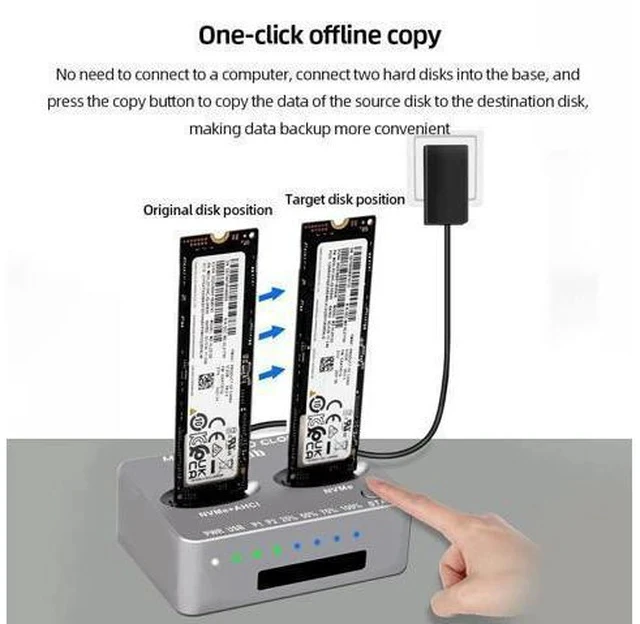 Alt view image 4 of 7 - M.2 NVMe SSD Dock AHCI Duplicator Cloner USB3.2 20G SSD Dual-Bay Offline Clone USB C to NVME Docking Station Mobile Hard Drives Dock for Mac Window Linux