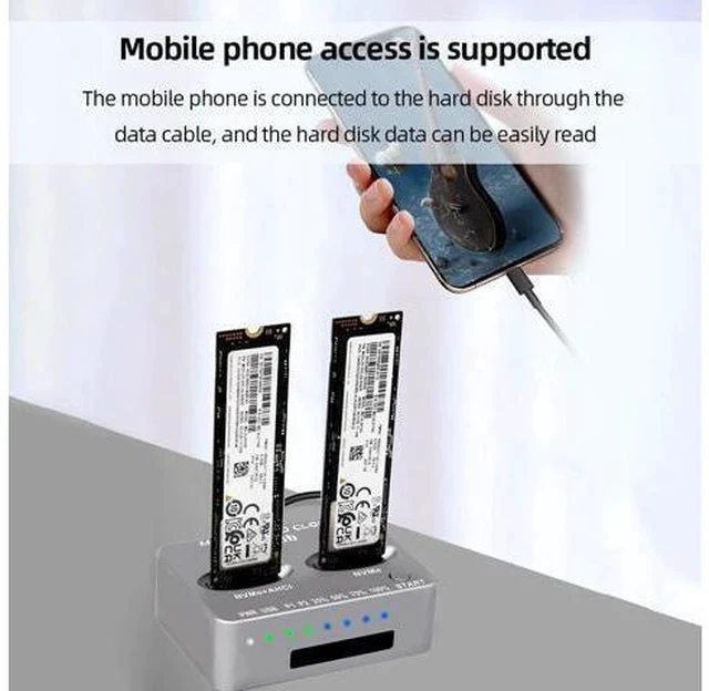 Alt view image 5 of 7 - M.2 NVMe SSD Dock AHCI Duplicator Cloner USB3.2 20G SSD Dual-Bay Offline Clone USB C to NVME Docking Station Mobile Hard Drives Dock for Mac Window Linux