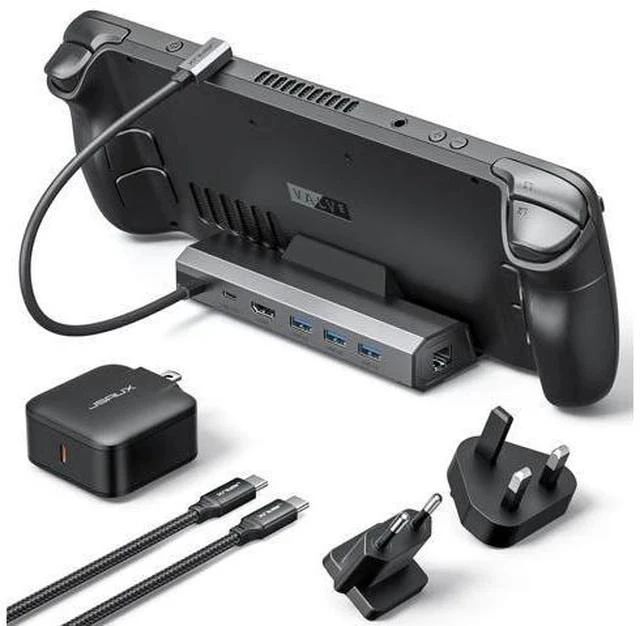 Main image of 4K@120Hz Docking Station and 65W Charger for Steam Deck OLED/ROG Ally X/Legion Go (S), 6-in-1 Dock with HDMI 2.1, Gigabit Ethernet, 3 USB 3.0 and 100W Charge-HB0603