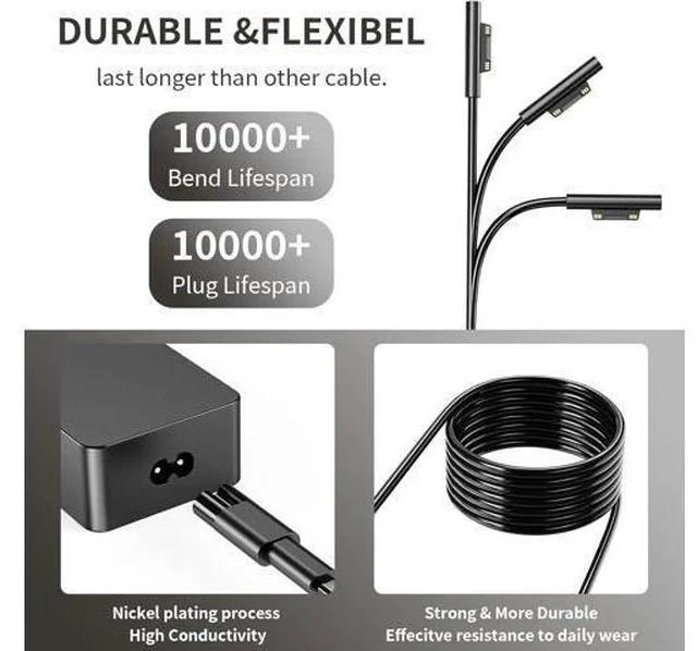 Alt view image 4 of 6 - 65W Charger Compatible with Surface Pro 10 9 8 7+ 7 6 5 4 3 X Windows Surface Laptop 6 5 4 3 2 1 Surface Go Tablet Support 44W 36W LED