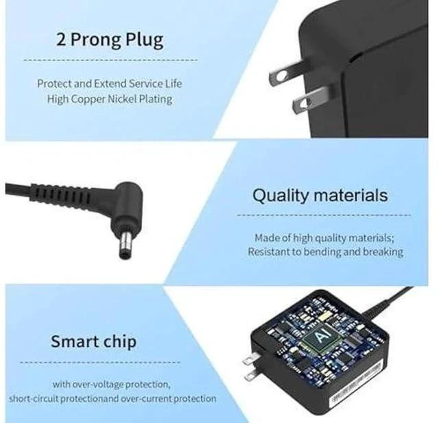 Alt view image 2 of 5 - 65W 45W Round 4.0 * 1.7mm Laptop Charger Compatible with Lenovo V15 V14 V17 Ideapad 1 3 5 Flex 4-1470 5 6 1470 1480 1570 Ideapad 100 110s 310 320 330 510 520 S145 S340 ADLX65CDGU2A Adapter Power Cord
