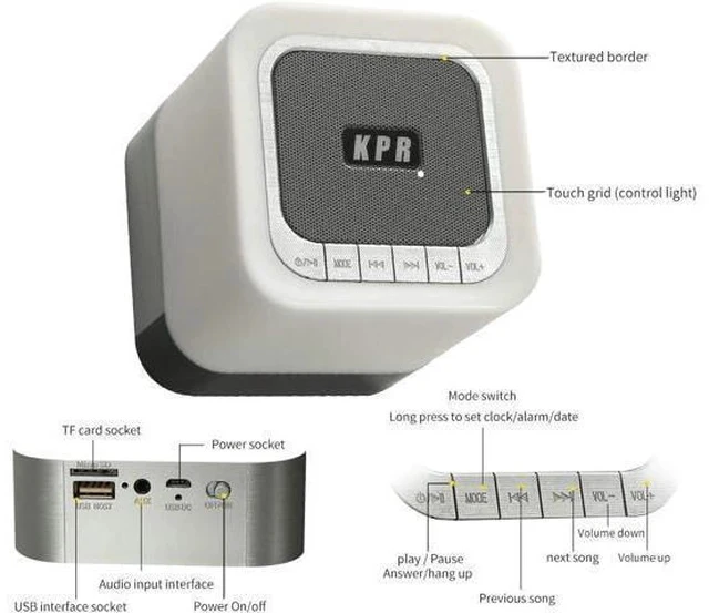Alt view image 6 of 7 - Night Light Bluetooth Speaker, Alarm Clock Wireless Bluetooth Speaker MP3 Player, Touch-Control Dimmable Multi-Color Changing Bedside Lamp, USB Flash Drive/MicroSD/AUX Support