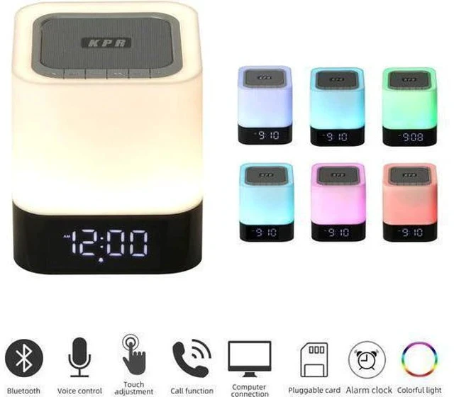 Alt view image 7 of 7 - Night Light Bluetooth Speaker, Alarm Clock Wireless Bluetooth Speaker MP3 Player, Touch-Control Dimmable Multi-Color Changing Bedside Lamp, USB Flash Drive/MicroSD/AUX Support