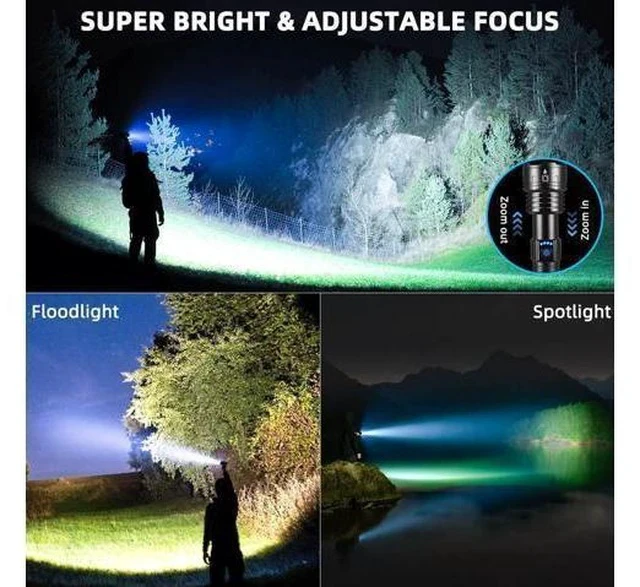 Alt view image 2 of 7 - Flashlights High Lumens Rechargeable, 990000LM Super Bright Flashlight, Adjustable Tactical Flashlight, 5Mode Flash Light High Powered, Waterproof LED Flashlight for Camping, Hiking, Home, Emergencies