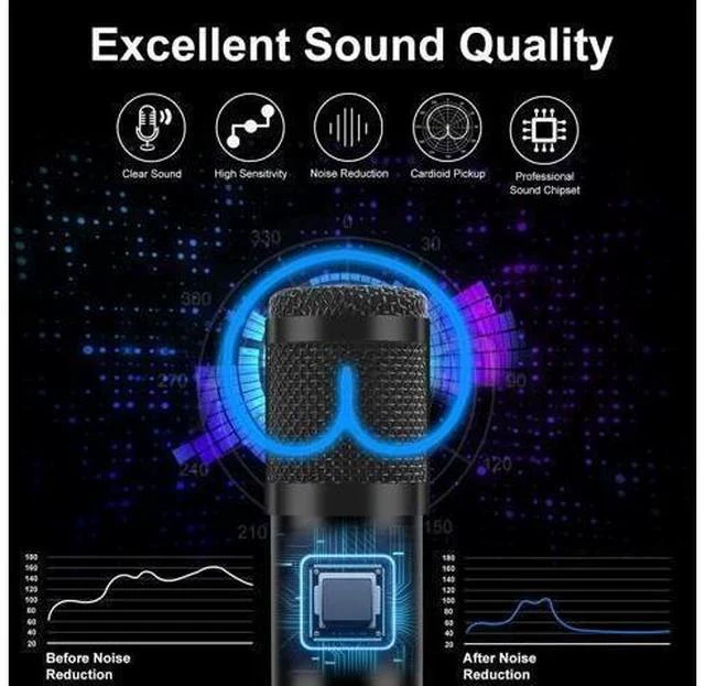 Alt view image 3 of 7 - USB Gaming Microphone Streaming Podcast PC Microphone Condenser Mic Kit with Flexible Arm for Skype Youtuber Gaming Recording Singing PS4 Computer Studio Laptop