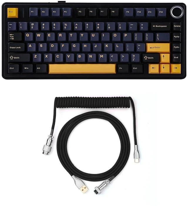 Main image of x Aula F75 Gasket Mechanical Keyboard+Mix 1.8m Coiled Keyboard Cable with Detachable Metal Aviator