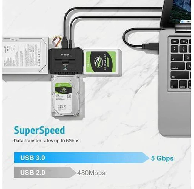 Alt view image 5 of 6 - USB 3.0 to IDE and SATA Converter External Hard Drive Adapter Kit for Universal 2.5/3.5 HDD/SSD Hard Drive Disk One Touch Backup Function Included 12V/2A Power Adapter