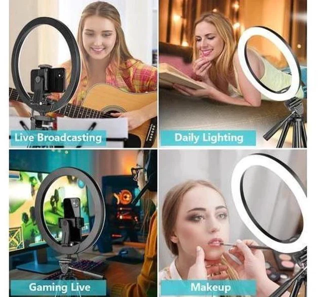 Alt view image 2 of 7 - Sensyne 12'' Ring Light with 50'' Extendable Tripod Stand, LED Circle Lights with Phone Holder for Live Stream/Makeup/YouTube Video/TikTok, Compatible with All Phones