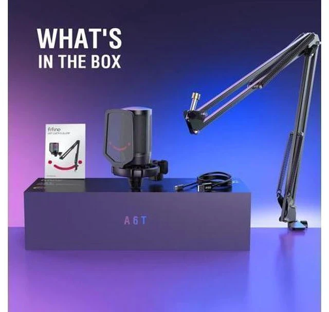 Alt view image 2 of 7 - Streaming Gaming USB Microphone Kit, PC Condenser RGB Mic on PS4/PS5, Plug and Play for Music Recording, Online Game, Discord, Twitch, with Pop Filter, Shock Mount-A6T Black