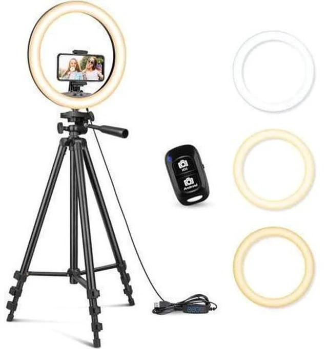 Alt view image 6 of 7 - Sensyne 12'' Ring Light with 50'' Extendable Tripod Stand, LED Circle Lights with Phone Holder for Live Stream/Makeup/YouTube Video/TikTok, Compatible with All Phones