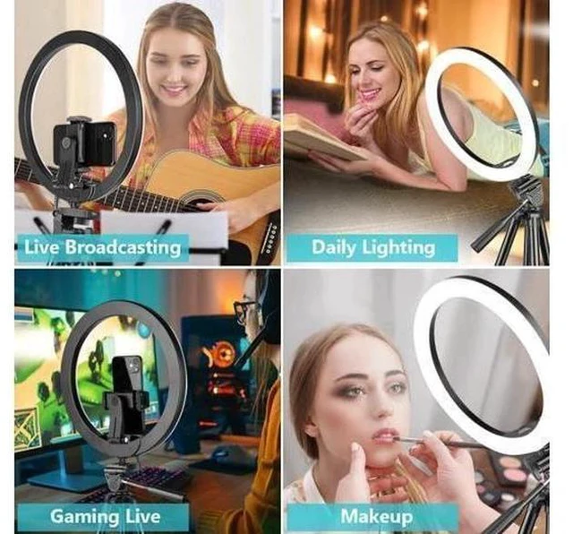 Alt view image 7 of 7 - Sensyne 12'' Ring Light with 50'' Extendable Tripod Stand, LED Circle Lights with Phone Holder for Live Stream/Makeup/YouTube Video/TikTok, Compatible with All Phones