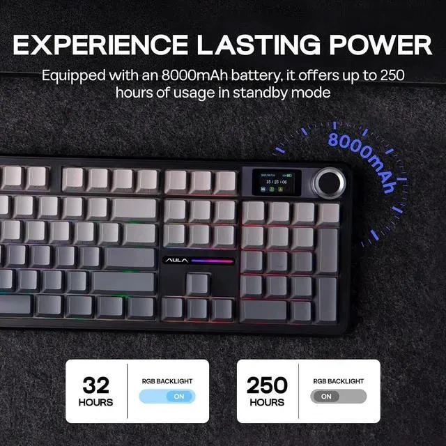 Alt view image 5 of 7 - X Aula F108 PRO Wireless Gaming Keyboard with Screen+Cream Marble 47gf Gaming Keyboard Switches