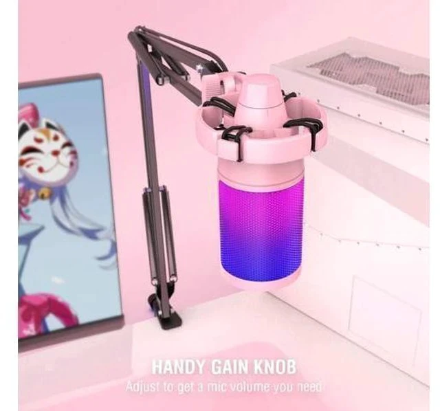 Alt view image 4 of 7 - Streaming Gaming USB Microphone Kit, PC Condenser RGB Mic on PS4/PS5, Plug and Play for Music Recording, Online Game, Discord, Twitch, with Pop Filter, Shock Mount-A6T Pink