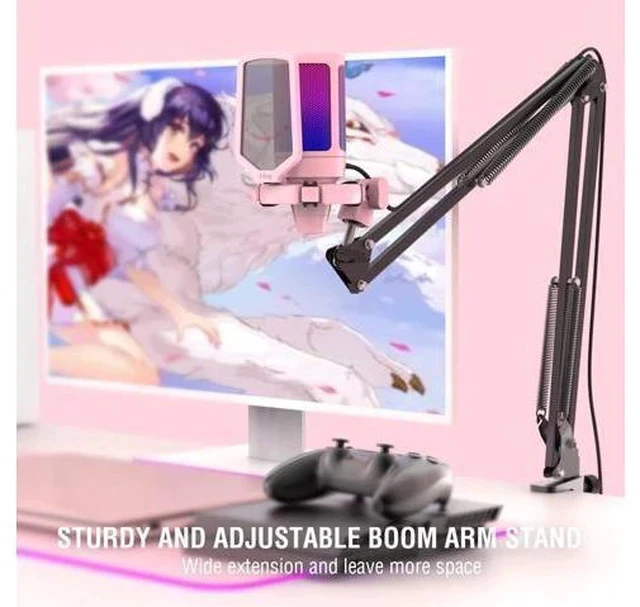Alt view image 5 of 7 - Streaming Gaming USB Microphone Kit, PC Condenser RGB Mic on PS4/PS5, Plug and Play for Music Recording, Online Game, Discord, Twitch, with Pop Filter, Shock Mount-A6T Pink