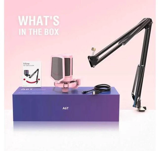 Alt view image 6 of 7 - Streaming Gaming USB Microphone Kit, PC Condenser RGB Mic on PS4/PS5, Plug and Play for Music Recording, Online Game, Discord, Twitch, with Pop Filter, Shock Mount-A6T Pink