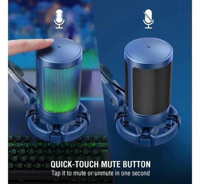 Alt view image 2 of 6 - Streaming Gaming USB Microphone Kit, PC Condenser RGB Mic on PS4/PS5, Plug and Play for Music Recording, Online Game, Discord, Twitch, with Pop Filter, Shock Mount-A6T Blue