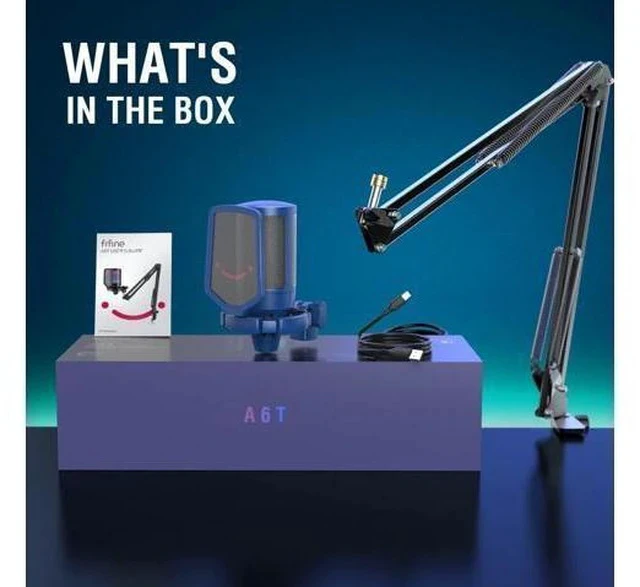 Alt view image 6 of 6 - Streaming Gaming USB Microphone Kit, PC Condenser RGB Mic on PS4/PS5, Plug and Play for Music Recording, Online Game, Discord, Twitch, with Pop Filter, Shock Mount-A6T Blue