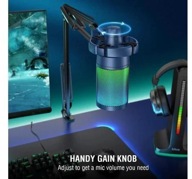 Alt view image 4 of 6 - Streaming Gaming USB Microphone Kit, PC Condenser RGB Mic on PS4/PS5, Plug and Play for Music Recording, Online Game, Discord, Twitch, with Pop Filter, Shock Mount-A6T Blue