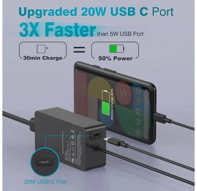 Alt view image 4 of 7 - 65W Laptop Charger Compatible with Microsoft Surface Pro 11, 10, 9, 8, 7+, 7, 6, 5, X, Windows Surface Laptop 7/6/5/4/3/2/1/Studio, Surface Book 3/2/1, Surface Go 3/2/1, 10FT