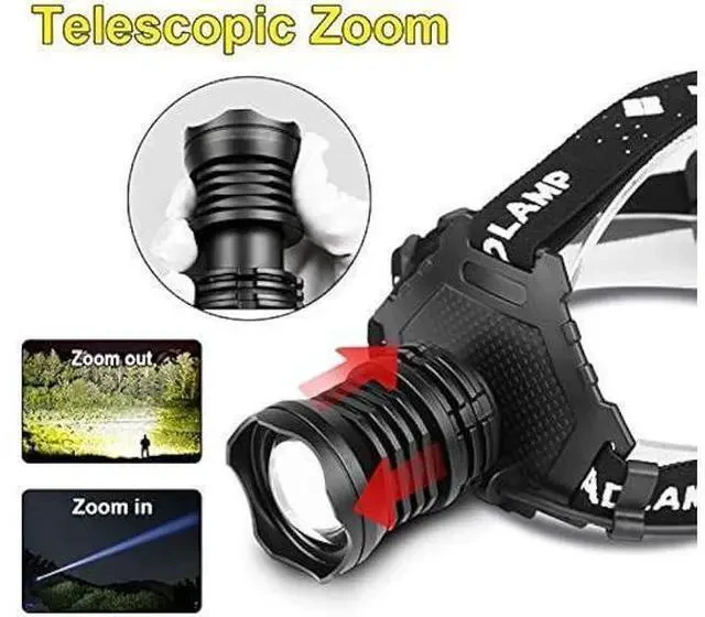 Alt view image 6 of 7 - Super Bright Headlamp, P70 LED Flashlight Headlamp, 20,000 Lumens High-Power Strong Headlamp 5 Modes USB Rechargeable Waterproof Headlamp Flashlight, with Mobile Power Function
