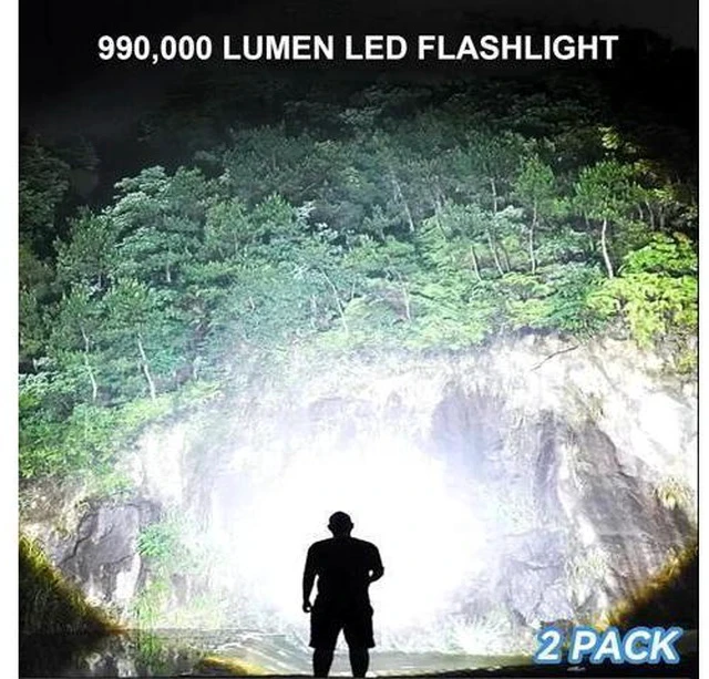 Alt view image 2 of 7 - Rechargeable LED Flashlights High Lumens 990 000 Lumens Super Bright Flashlights with 5 Modes Waterproof Powerful Flash Light Multifunctional Flashlights for Home Camping Hiking(2 Pack)