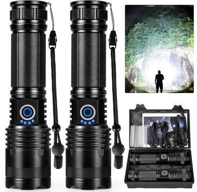 Main image of Rechargeable LED Flashlights High Lumens 990 000 Lumens Super Bright Flashlights with 5 Modes Waterproof Powerful Flash Light Multifunctional Flashlights for Home Camping Hiking(2 Pack)