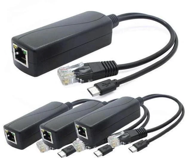 Main image of ANVISION 4-Pack 5V PoE Splitter, 48V to 5V 2.4A Adapter with Micro USB Plug, IEEE 802.3af Compliant, for IP Camera, Tablets, Dropcam or Raspberry Pi and More, AV-PS05-1