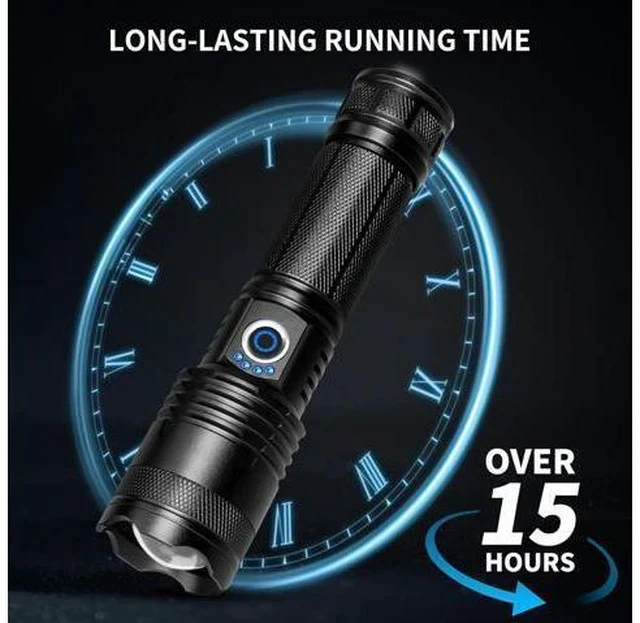 Alt view image 4 of 7 - Rechargeable LED Flashlights High Lumens 990 000 Lumens Super Bright Flashlights with 5 Modes Waterproof Powerful Flash Light Multifunctional Flashlights for Home Camping Hiking(2 Pack)