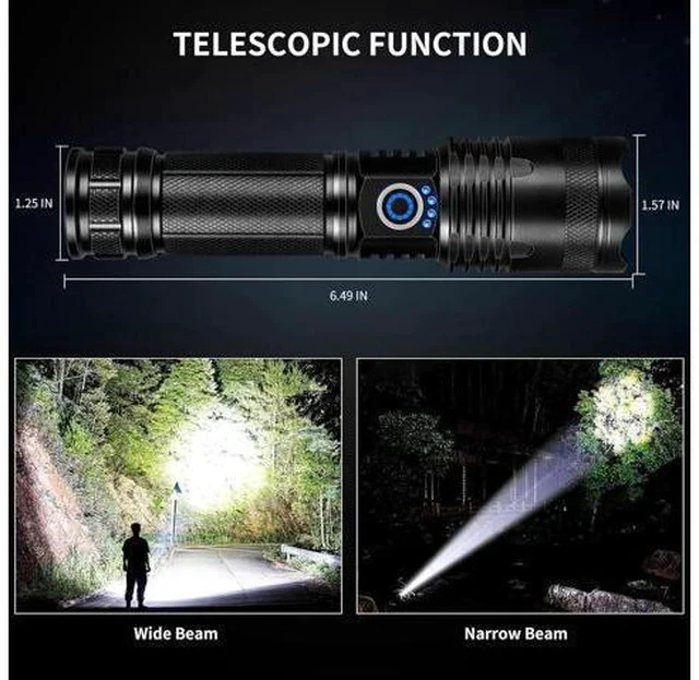 Alt view image 6 of 7 - Rechargeable LED Flashlights High Lumens 990 000 Lumens Super Bright Flashlights with 5 Modes Waterproof Powerful Flash Light Multifunctional Flashlights for Home Camping Hiking(2 Pack)