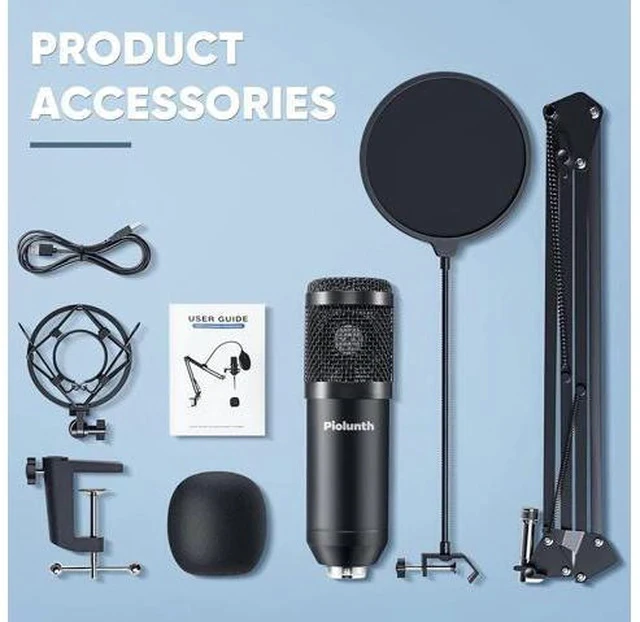 Alt view image 3 of 7 - USB Microphone, Professional 192kHz/24Bit Plug & Play PC Computer Condenser Cardioid Mic Kit with Sound Advanced Chipset, for Streaming, Podcast, Studio Recording and Games