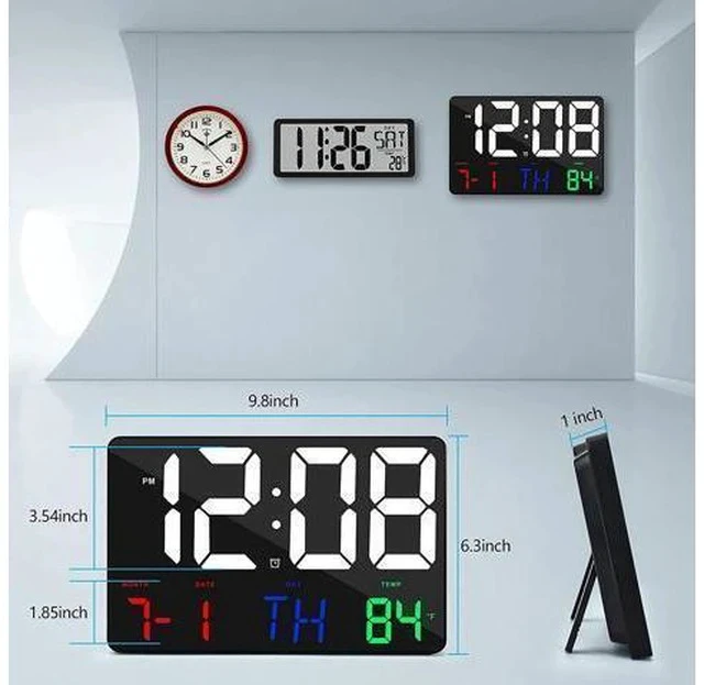 Alt view image 5 of 7 - Amgico Digital Wall Clock,11.4" Digital Clock Large Display, Adjustable Brightness Wall Clock for Bedroom, Alarm Clock with Remote Control,12/24H,Calendar,Snooze,Home,Office,Elderly