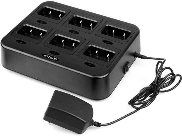 Main image of Retevis RT21 Six-Way Multi Unit Rapid Gang Charger Compatible with Retevis RT21 RT21V RT28 H-777S (not for H-777) RT53 Walkie Talkie and Batteries (1 Pack)
