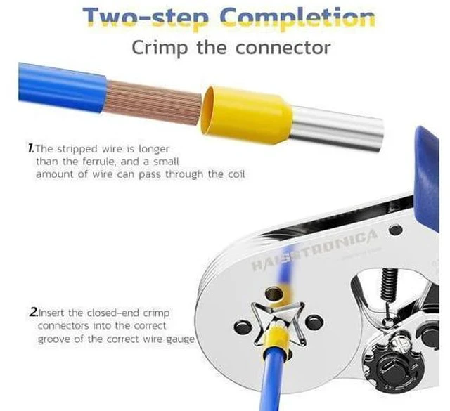 Alt view image 3 of 7 - Ferrule Crimping Tool Kit Wire Ferrules Crimper with 1200PCS Ferrule AWG 23-7 Wire End Ferrule Terminals
