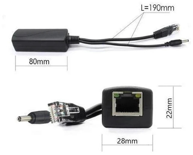 Alt view image 3 of 5 - ANVISION 4-Pack 5V Gigabit PoE Splitter, 48V to 5V 2.4A Adapter, 10/100/1000Mbps, Plug 3.5mm x 1.35mm, 5.5mm x 2.1mm Connector, IEEE 802.3af Compliant, for IP Camera and More