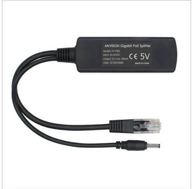 Alt view image 5 of 5 - ANVISION 4-Pack 5V Gigabit PoE Splitter, 48V to 5V 2.4A Adapter, 10/100/1000Mbps, Plug 3.5mm x 1.35mm, 5.5mm x 2.1mm Connector, IEEE 802.3af Compliant, for IP Camera and More