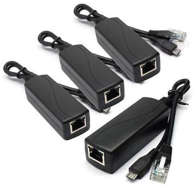 Main image of ANVISION 4-Pack Active 5V 2.4A PoE Splitter Adapter IEEE 802.3af Compliant Micro USB 48V to 5V/2.4A, for Tablets, Dropcam or Raspberry Pi, IPC, IP Camera and More