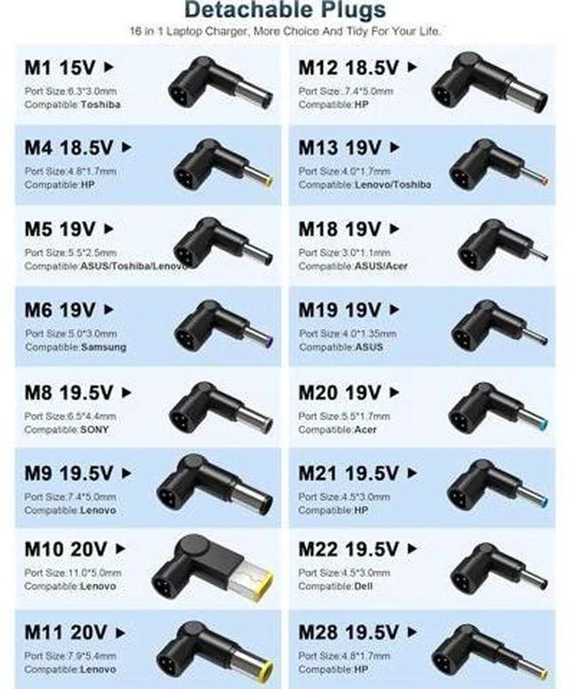 Alt view image 3 of 6 - 90W Universal Laptop Charger Replacement for HP Toshiba Geteway IBM Fujitsu Notebook Ultrabook Chromebook Computer Charger AC Adapter Power Cord with 16 Tips