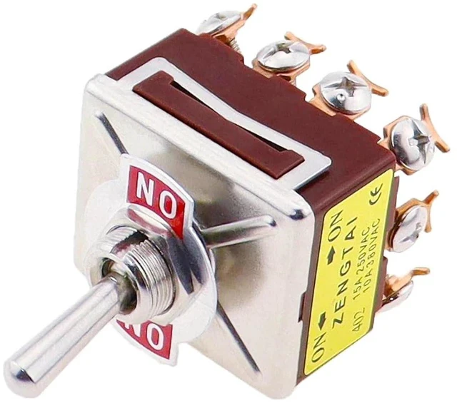 Alt view image 6 of 7 - LIHUA 1PCS E-Ten 403 High-end Rocker Button Switch 12Pin ON-Off-ON Silver Contact Copper Pin 12mm 250V 15A Rocker Toggle Switch(E-Ten 403 ON-Off-ON)