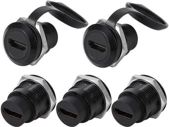 Main image of 5PCS HDMI 2.0 Panel Mount Connector, USB Pass Through Cable Coupler 4K 30Hz 3D and HDR Female to Female HDMI Bulkhead Adapter with Weatherproof Dust Cap