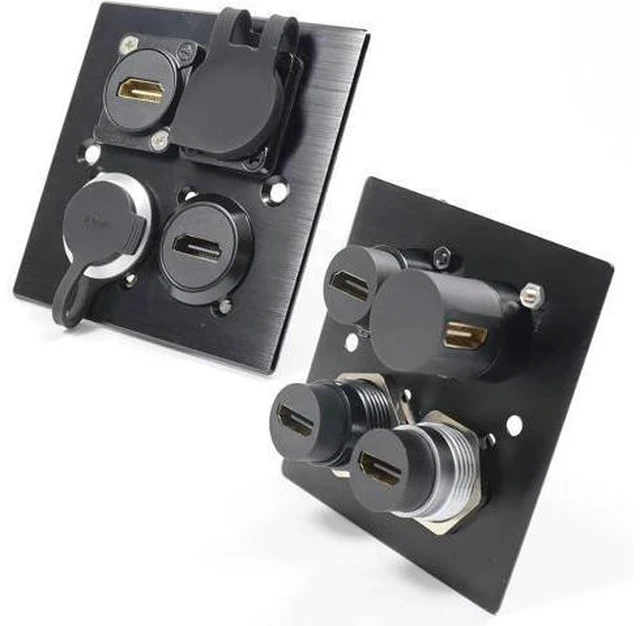 Alt view image 6 of 7 - 5PCS HDMI 2.0 Panel Mount Connector, USB Pass Through Cable Coupler 4K 30Hz 3D and HDR Female to Female HDMI Bulkhead Adapter with Weatherproof Dust Cap