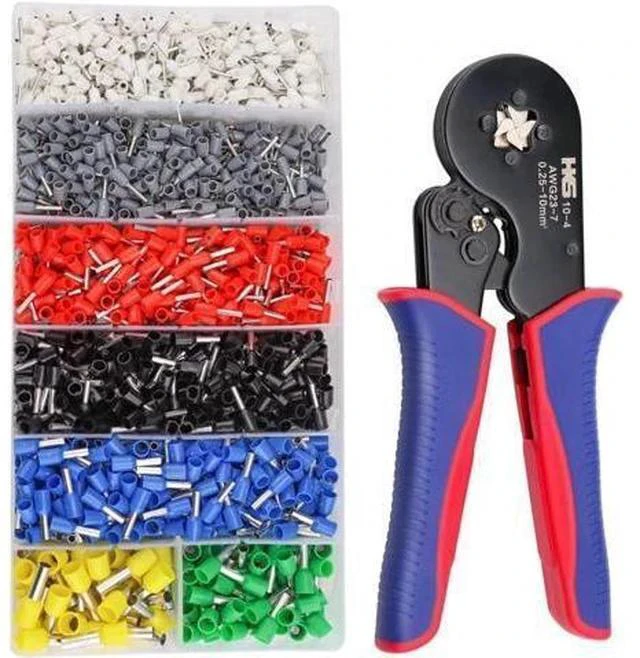 Main image of Ferrule Crimping Tool Kit - Square Ferrule Crimper Plier (AWG 23-7) with 1900pcs Wire End-Sleeves Terminals Kit
