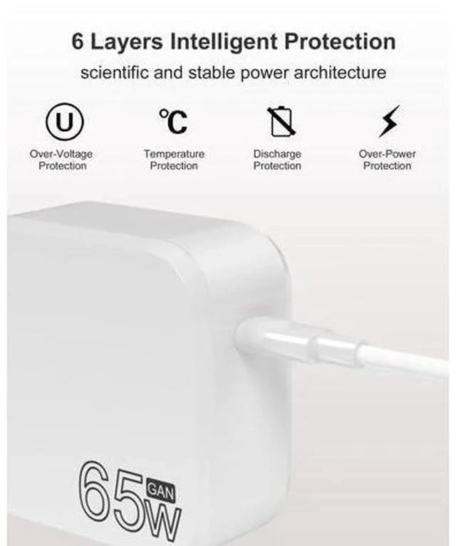 Alt view image 3 of 7 - Janboo 65W 45W USB-C Charger Compatible for LG 15" 16" 17" Gram Series Laptop 15Z90N 14Z90N 17Z90N 16Z90P 14Z90P 17Z90P Type C Adapter Power Supply Cord