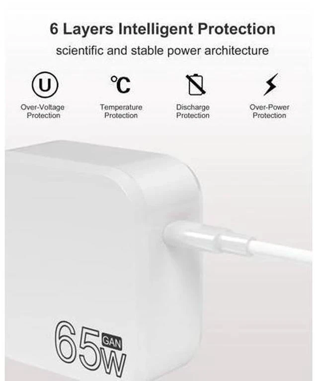 Alt view image 7 of 7 - Janboo 65W 45W USB-C Charger Compatible for LG 15" 16" 17" Gram Series Laptop 15Z90N 14Z90N 17Z90N 16Z90P 14Z90P 17Z90P Type C Adapter Power Supply Cord