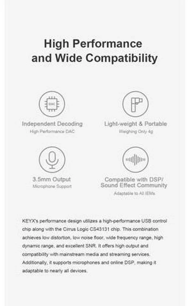 Alt view image 3 of 4 - KEYX L-Typed Lossless Portable DAC/AMP 3.5mm Output Microphone Support