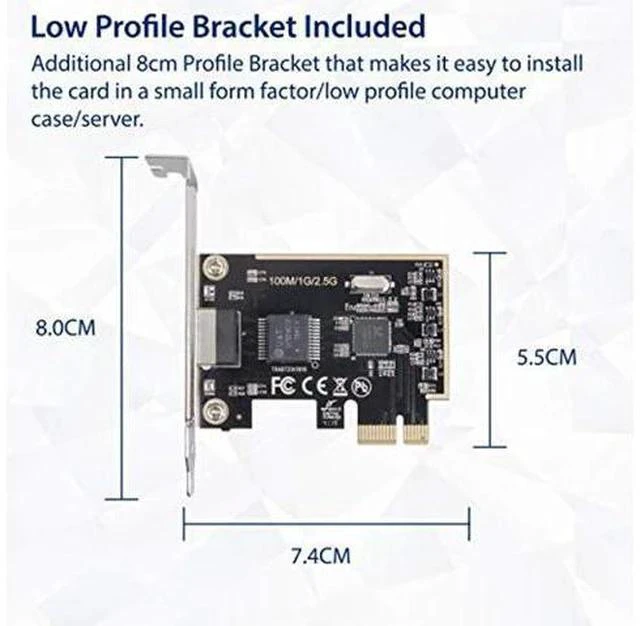 Alt view image 5 of 5 - IO CREST 2.5 Gigabit Ethernet PCI Express PCI-E Network Interface Card 10/100/1000/25000 Mbps RJ45 LAN SI-PEX24059