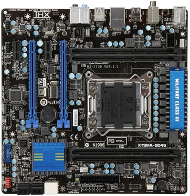 Alt view image 2 of 3 - Desktop Motherboard For Msi X79MA-GD45 MS-7738 LGA 2011 DDR3 64GB SATA3 USB2.0/3.0 PCI-E 3.0 Micro ATX Fully Tested